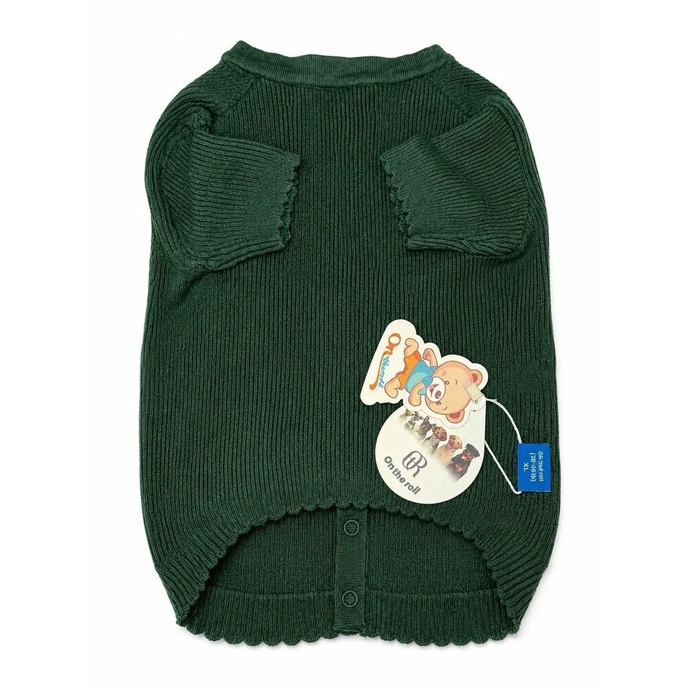 On the Roll Green Acrylic XL Dog Sweater Warm Winter Apparel